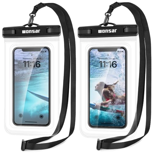 WONSAR Lote de 2 Funda Impermeable Móvil Universal, para la Mayoría de Móviles para iPhone 17 16 15 14 Plus 13 12 11 XS XR Samsung Huawei Xiaomi Sony   hasta 7.5