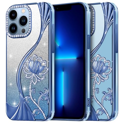 Coque iPhone 13 Pro motif floral pailleté idéale pour le quotidien