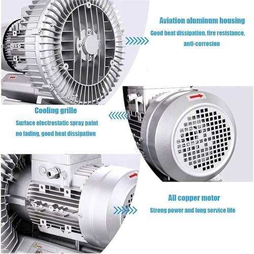 High Pressure Regenerative Blower 120W-2200W, Efficient Side Channel Fan for Air Blowing & Suction, Single Phase Vortex Gas Pump, 350W/0.47HP, Durable & Quiet Operation