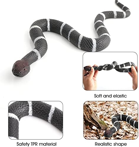 cobee Rubber Elastic Snake Figures, Realistic Reptile Animal Figurine Fake Snakes Toy Rubber Snake Props Snake Figure to Keep Birds Away Snakes Python Model Garden Props (B)