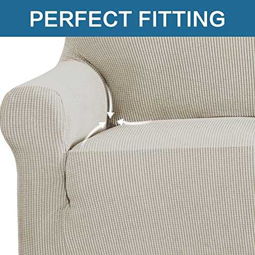 H.VERSAILTEX Stretch Sofa Covers for 3 Cushion Couch Covers Sofa Slipcovers for Living Room Feature Thick Checked Jacquard Fabric with Elastic Bottom, Sofa Large - Island Fossi - Image 6