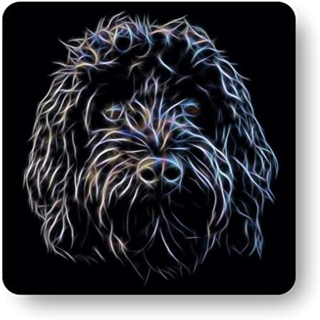 Fractal Artworks Cockapoo Coaster with Stunning Fractal Art Design. Black Cockapoo #1-1
