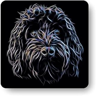 Fractal Artworks Cockapoo Coaster with Stunning Fractal Art Design. Black Cockapoo #1-1