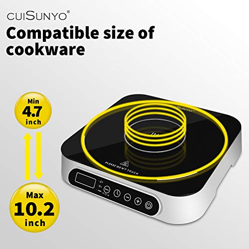 Cuisunyo 1800W Induction Cooktop Countertop 10 Power Levels Burners Portable Electric Stove With Digital Sensor And Timer Settings Induction Burner Suitable For Magnetic Cookware #TOP1