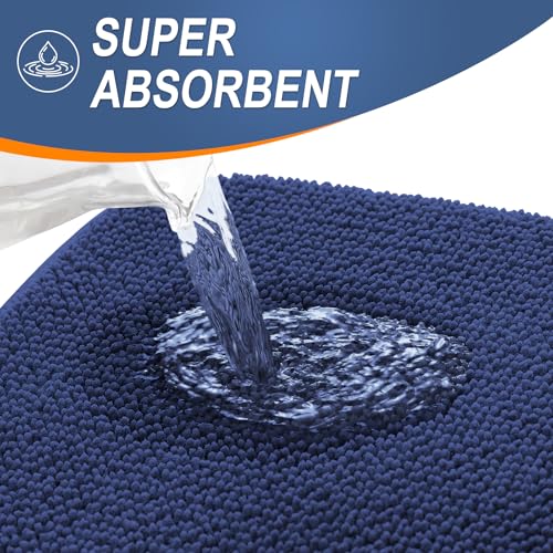 Image of OLANLY Thick Memory Foam Bath Mat Rug 30x20, Extra Soft Absorbent Bathroom Rug, Quick Dry Bath Mats, Non-Slip, Machine Washable Carpet, Tub and Shower, Home Decor Accessories, Twilight Sapphire