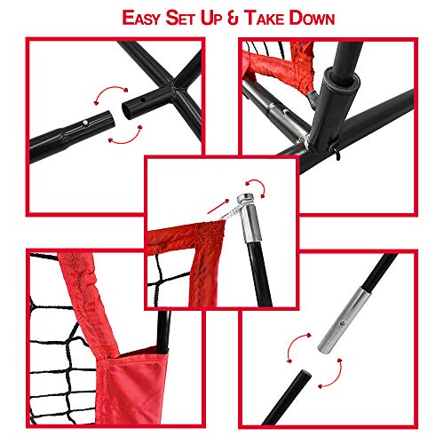 Hit Run Steal Heavy Duty Softball & Baseball Net With Carrying Bag, And Red Strike Zone - Perfect Hitting Net For Your Batting And Pitching Practices #TOP7