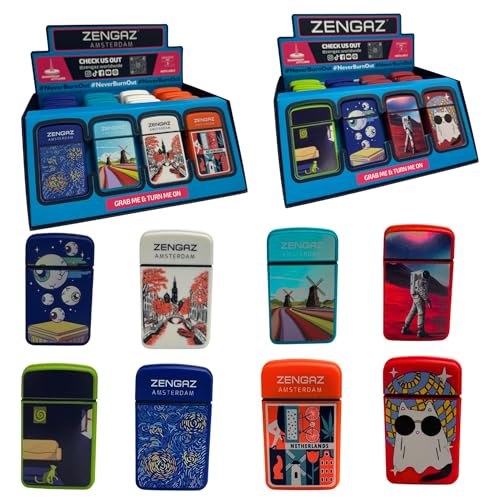 ZENGA AMSTERDAM Jet Lighter, Windproof, Electronic, Refillable, Jet, Gas, Turbo, Blowtorch, Transparent, See Through, Clear Lighter