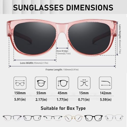 Image of HAOLOTA Sunglasses that Fit-Over Glasses Women Polarized, Trendy Cat Eye Sunglasses Wear Over Glasses, UV Protection