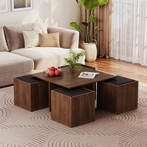 Image of Wakefit Center Table | 1 Yr Warranty | Coffee Table for Living Room Wooden, Tea Table for Living Room Wooden, Sofa Table, Free Installation from Brand, Modern Multi-Functional & Wobble-Free(Serdin)