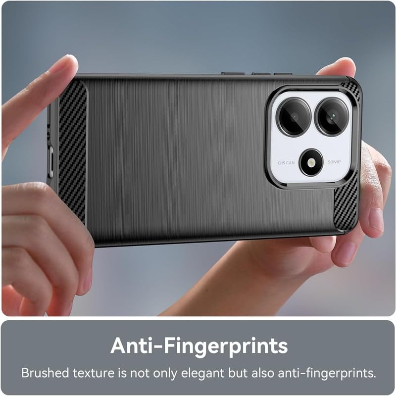 Image of NPRC Hybrid Ultra Slim Protective Case TPU Non-Slip Carbon Fiber Texture Shockproof Case Cover for Redmi Note 14 5G - Black