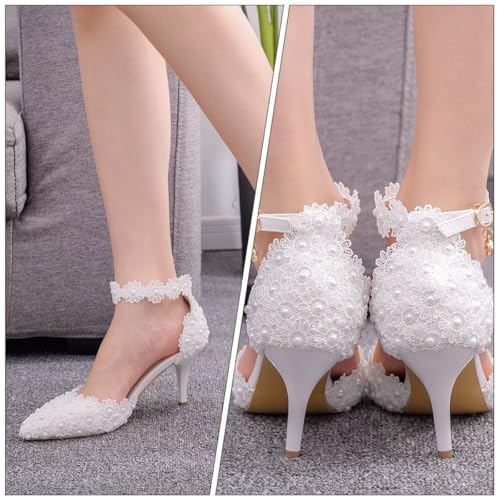 Chaussures de mariage à talons hauts en dentelle pour éviter la fatigue en cortège nuptial - 5