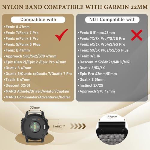 Correa de Nylon Sport para Garmin Fenix 22 mm miniatura 6