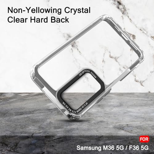 Image of TheGiftKart Hybrid Shockproof Back Cover Case for Samsung Galaxy M36 5G / F36 5G | Stylish Camera Border | Electroplated Buttons | Crystal Clear Hard Back Cover Case (TPU & PC, Transparent Bumper)