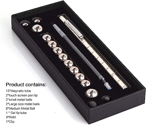 Image of Fidget Toys Pen, Decompression Magnet Metal Pen, Fidget Pen with 12 Magnetic Rings, Multifunctional Deformable Magnet Writing Pen, Intellectual Learning and Stress Reduction Gifts for Family