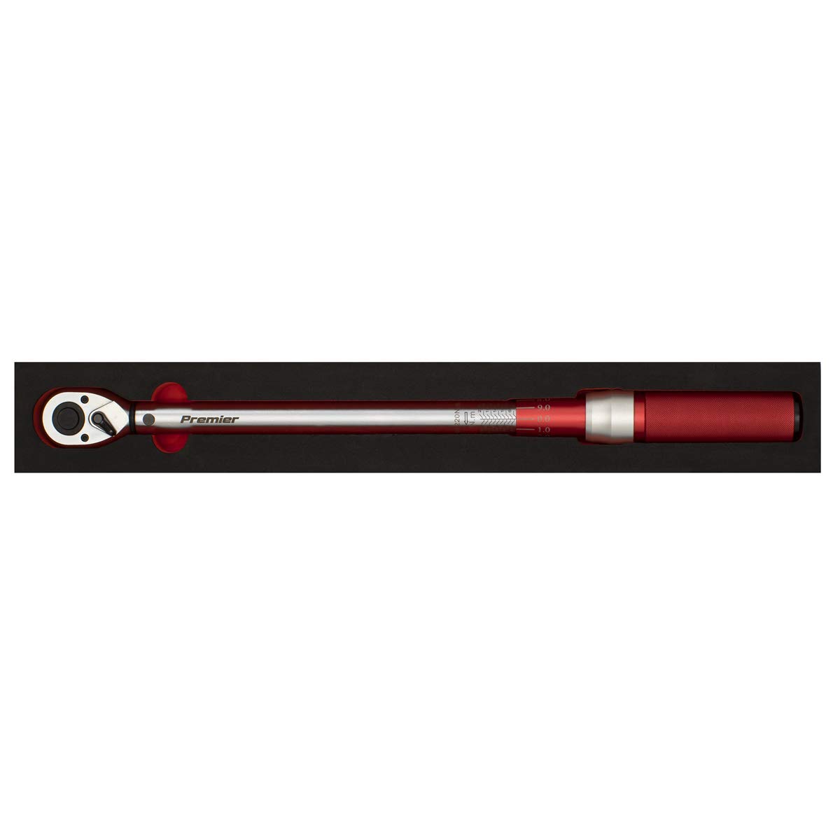 Sealey STW904 1/2"Sq Drive Torque Wrench Micrometer Style 40-220Nm - Calibrated, Chrome - Image 3