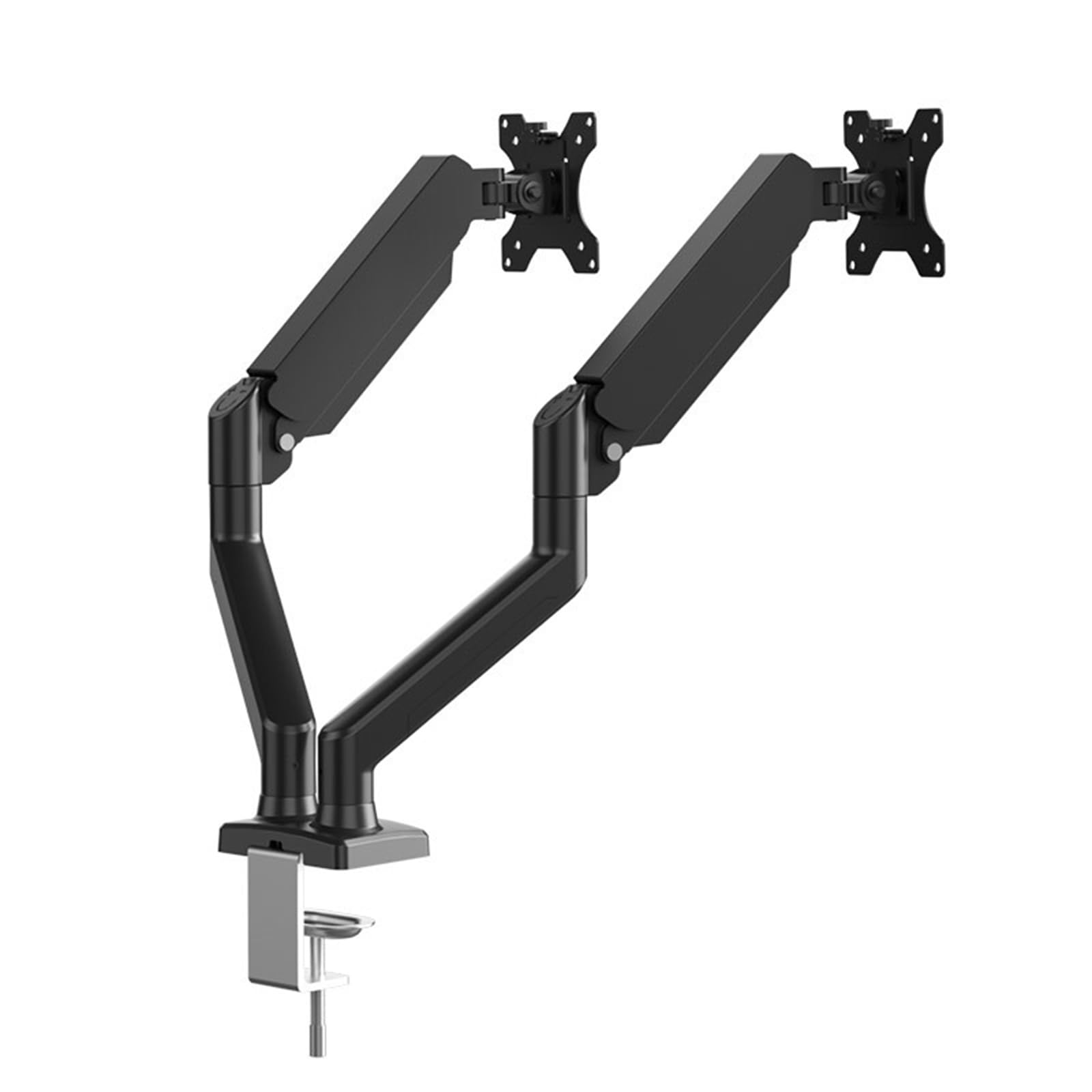 Brazo de monitor doble ajustable para pantallas de 43.2 a 81.3 cm, base de acero resistente y giratoria, giratoria, ergonómica, soporte para monitor de oficina