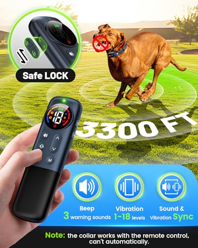 No Shock Dog Training Collar Vibrating Dog Collar with Remote 3300ft, Beep and Vibration Collar for Dogs 10-120lbs, Waterproof | Safe Lock | Painless&Humane to Stop Bad Behaviors - Thumbnail 3