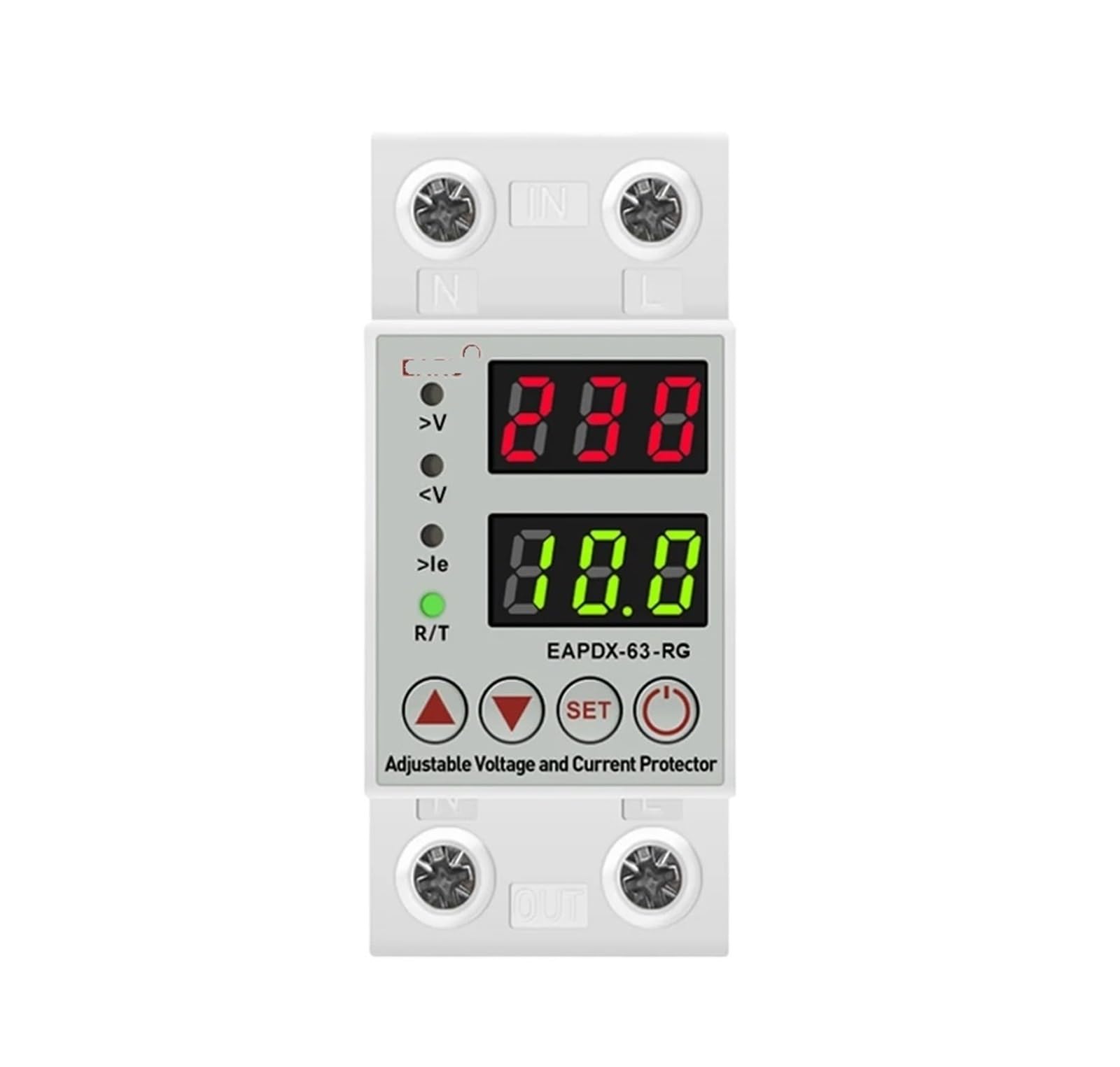 JNVFTCUX AC 40A 63A 230V Rail Adjustable overvoltage undervoltage Protection Device Protector Relay overcurrent Limit(40a,Voltage Current G)