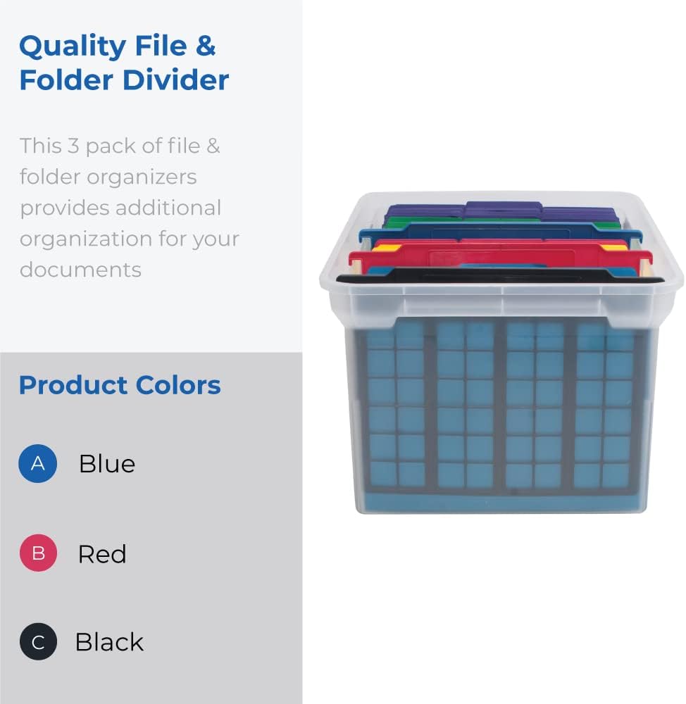 Advantus File and Folder Dividers, 3-Count, Red/Blue/Black (50912)