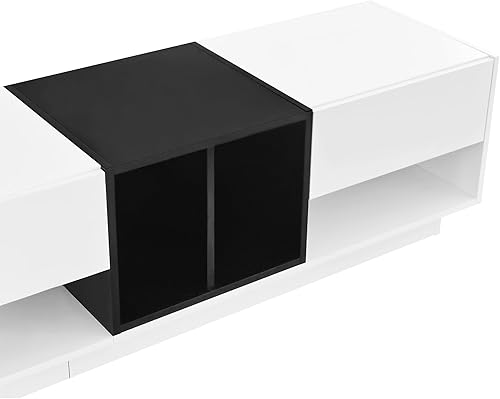 Miniatura 107 de LUMISOL Soporte de TV moderno para TV de 75 pulgadas + consola de TV con armarios de puerta de cristal, centro de entretenimiento de madera con