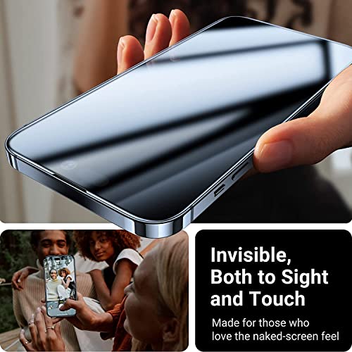 Image of STP FEEL Premium Privacy Tempered Glass Screen Protector For iPhone 14 Pro Max with Edge to Edge Coverage and Easy Installation kit