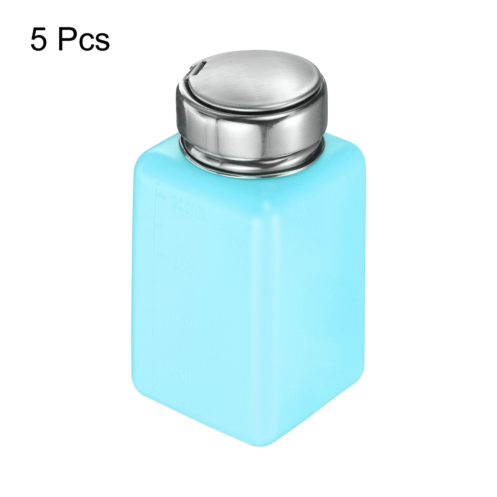 QUARKZMAN 5 Pezzi Dispensatore Di Alcool A Solvente 200ml (6.7oz) Bottiglia Dispensatrice A Pompa Premibile Per Soluzione Acetone Con Testata In Acciaio Inox Per Rimuovere Smalto, Blu