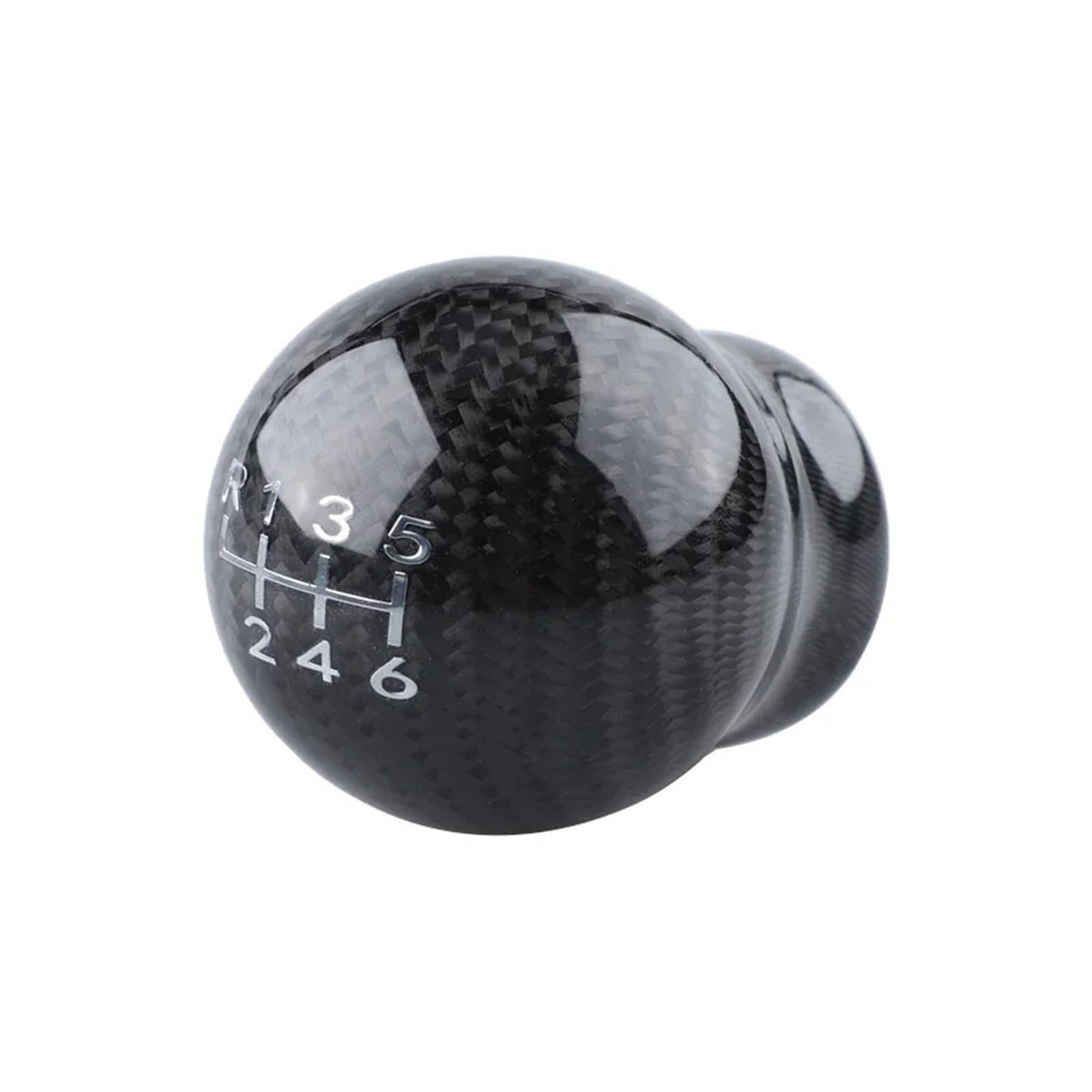KUNYOS Leather Gear Knob Carbon Fiber Manual Shift Knob Universal 5/6 Speed Gear Stick Head with Included Limiter Adapter(6 Speed)