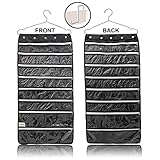 Premium Hanging Jewelry Organizer 44 Secure Zipper Pockets - Hanger & Door Hanging Hook - Stores Jewelry, Accessories, Cosmetics, Makeup & Toiletries - Durable Two Sided Foldable Storage - Saves Space