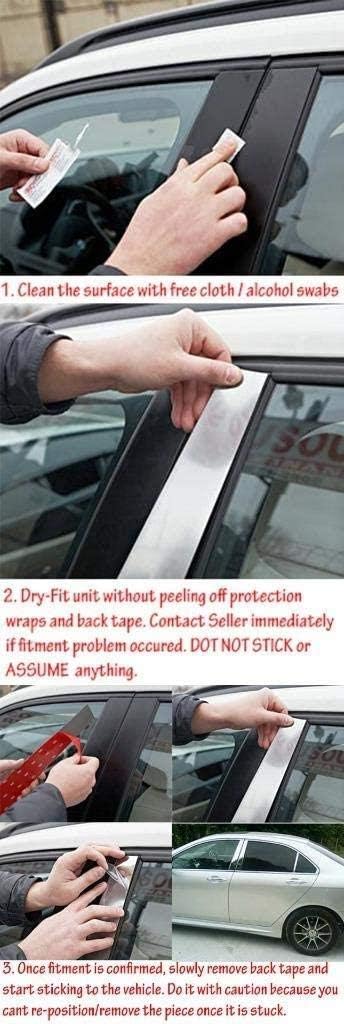 Polished Stainless Steel Center Door Pillar Post Trim Set Designed for 2014-2018 Silverado Sierra 1500+2500HD+3500HD Double/Crew 4DR