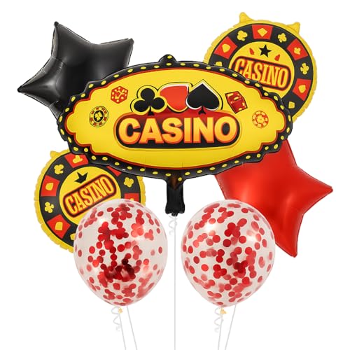 Image of AMFIN (Pack of 7) Casino Theme Foil Balloon Set, Elevate Your Party - Multi