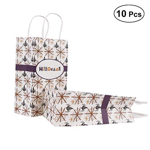 Preisvergleich Produktbild BESTOYARD 10 Stücke Halloween Papiertüte Handtasche Spiderwebs Muster Süßigkeitstasche Geburtstag Gastgeschenke und Geschenke (Typ 1)