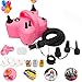 Electric Balloon Pump,Portable Dual Nozzle Pink 110V 600W Electric Balloon Blower / Inflator with Multipurpose Hose Extension and Nozzles for Inflatables Couch,Pool Floats,Compression Bag,Bonus Tying Tool,Flower Clips,Tape Strip,Colored Ribbons and Dot Glues for Party Decoration