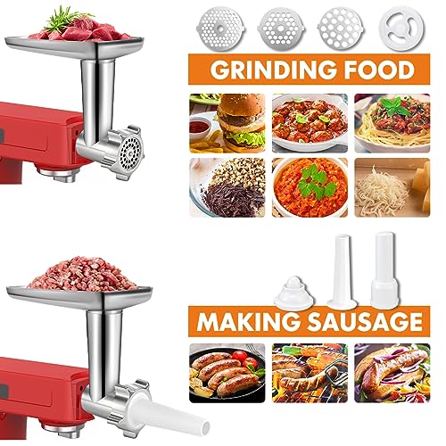 Upgraded Metal Food Meat Grinder Attachment for Kitchenaid Stand Mixer, KitchenAid Meat Grinder Attachments Including Sausage Stuffer & 4 Grinding Blades for Versatile Cooking - Thumbnail 3