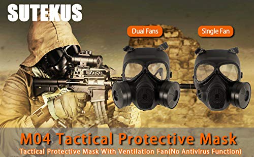 Sutekus M04 Máscara Airsoft para rosto completo caveira CS máscara com ventilador (2 fãs)