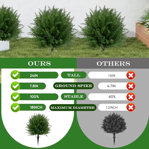 FAJUNZH Artificial Topiary Bushes for Outdoors with Spike, Boxwood Ball Fake Shrubs UV Resistant Faux Plants for Indoor Outdoor Fall Thanksgiving Halloween Decor - image 2