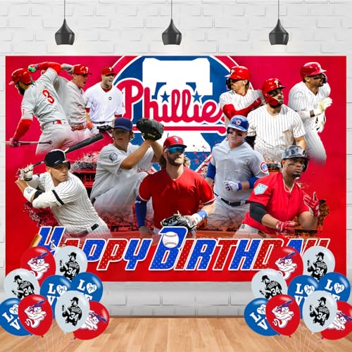 Baseball Birthday Party Supplies Backdrop philadelphiaa Team Banner Ballons for Baseball Party Decorations