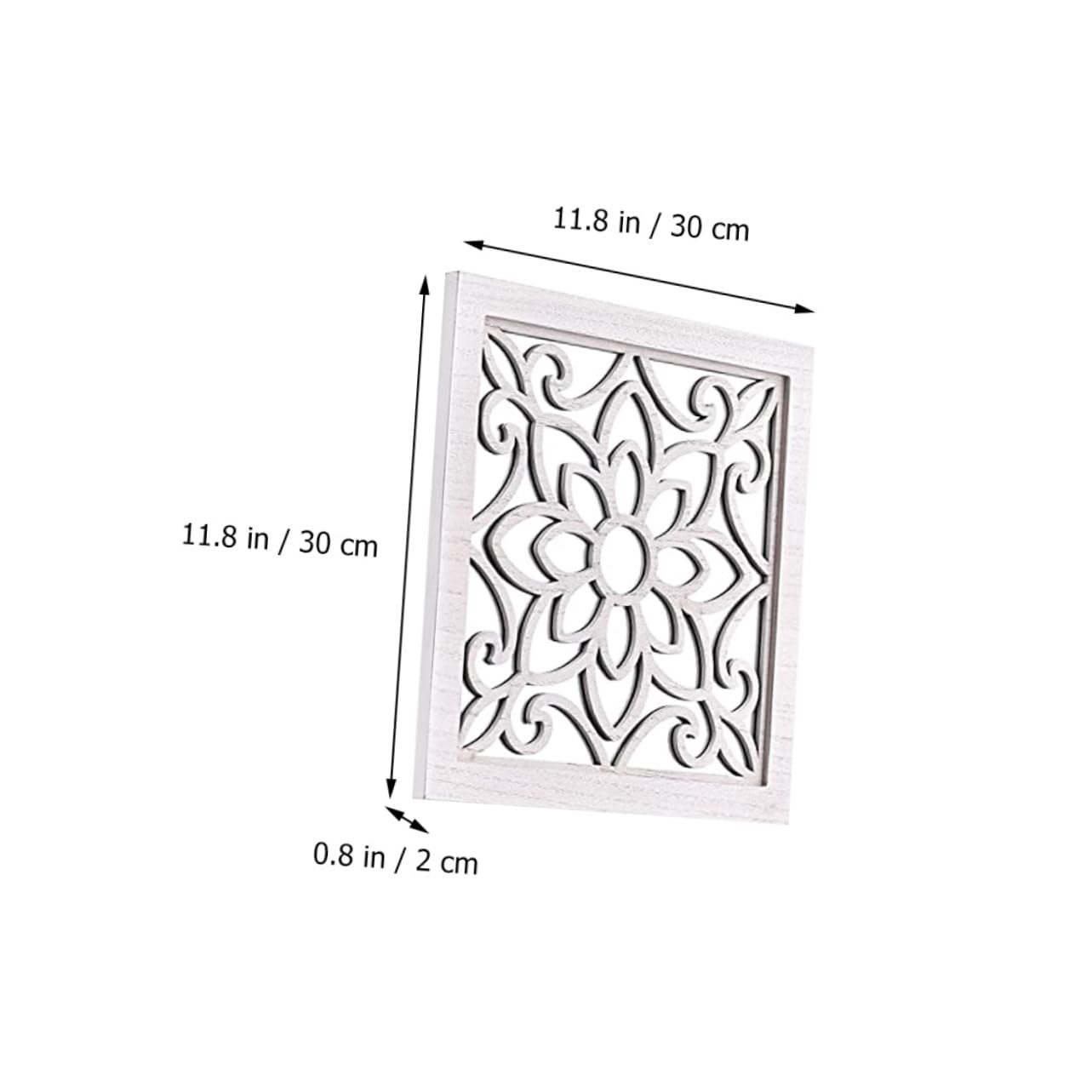 STOBAZA Specchio da Parete Decorativo Quadrato in Acrilico e Legno, Stile Rustico Bianco, 2 Pezzi, per Soggiorno e Ingresso