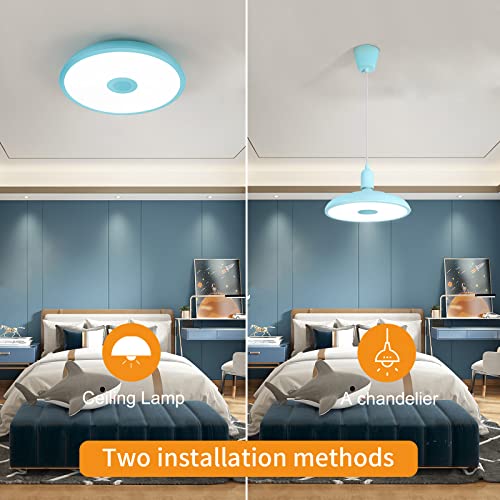 Asall Waterproof Ceiling Light Led Music Ceiling Lamp,With Bluetooth Speaker,11Inch 18W, 2700K-6500K Dimmable Rgb Color Changing Light With Remote Control,Suitable For Boys' Room (Sky Blue) #TOP3