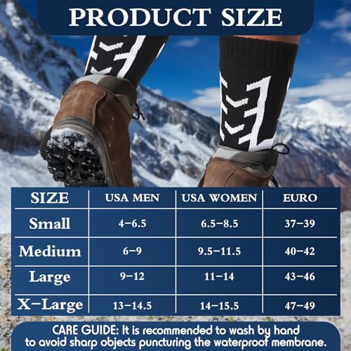 Image of Jeyiour 2 Pairs Waterproof Socks Unisex Waterproof Breathable Outdoor Skiing Hiking Wading Fishing Socks for Men Women