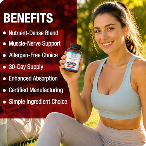 Image of Magnesium Malate Capsules, Supports Cellular Energy & Muscle Health, 90 CT | High Bioavailability Magnesium Supplement for Muscle Function, Energy & Metabolic Support, GMP Certified, Non-GMO, USA Made