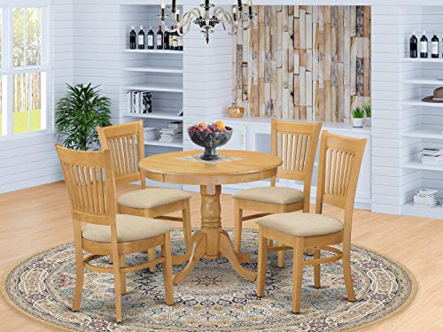 East-West Furniture ANVA5-OAK-C kitchen dining table set- 4 Excellent chairs for dining room
