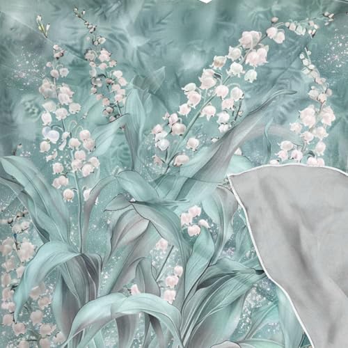 Boho Lily Of Valley Floral silk scarf scarf shawl silk scarfWarm dress scarves for women for christmas scarf bufandas para mujer elegantes4