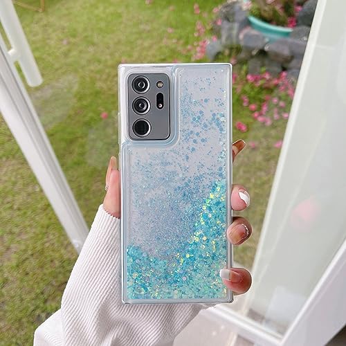 Coque Samsung S22 paillettes liquides bleu housse antichoc transparente