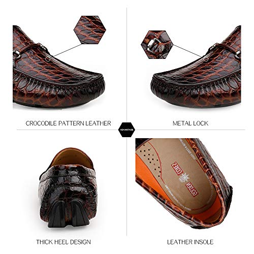 Erggu Men's Leather Driving Moccasin Crocodile Printed Slip-On Softsole Dress Shoes #TOP2