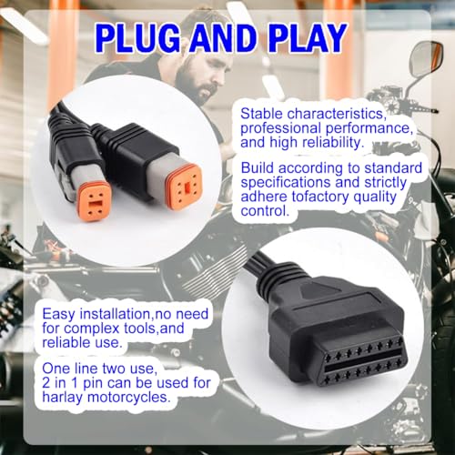Alchiauto 4pin harley motor cable 6 pin harley obd Câble adaptateur de diagnostic OBD2 pour moto 4 broches 6 broches 2 en 1 motorrad motor – vue 4