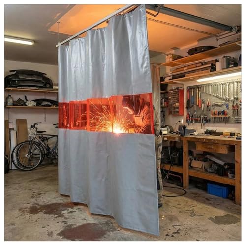 Welding Curtain Flame-retardant Door Curtain for Workshop Partition Fire-resistant Isolation(1x1.8m/3.3x6ft)