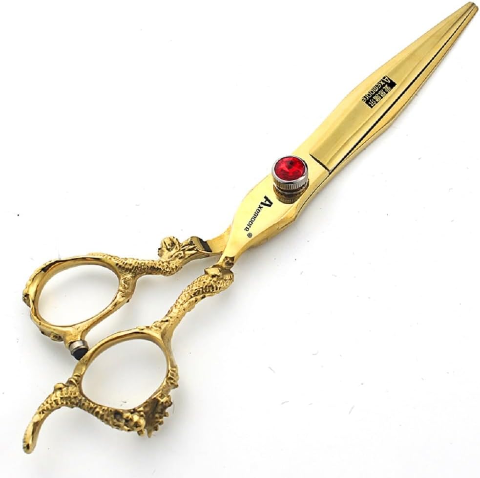 6 inch /7 inch salon professional salon scissors salon hairdresser hair cutting hairstyle pruning tools Japan 440c high hardness stainless steel golden (Gold)
