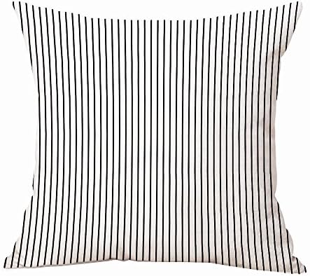 CHICCAT Ticking Stripe Pillow Cover French Ticking Pillow Cotton Linen Square Decorative Throw Pillow Case Cushion Cover 1818inch 4545cm (Ticking Stripe Black)