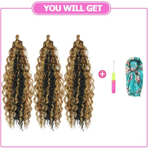 Dsoar Deep Wave Braiding Hair Deep Twist Wavy Synthetic Hair Highlight Curly Hair Extensions for Braids Ocean Wave Hair Bundles 22 Inch 3 Packs - Image 4