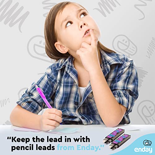 Enday Mechanical Pencil Refills, Black HB #2 Lead, White Eraser, Pack of 3 (20 Leads & 6 Erasers per Tube)